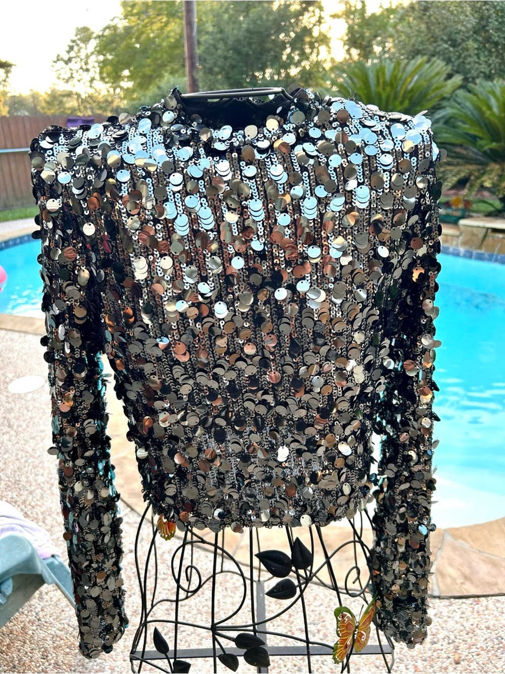 DKNY Black Sequin Long-Sleeve Jacket
